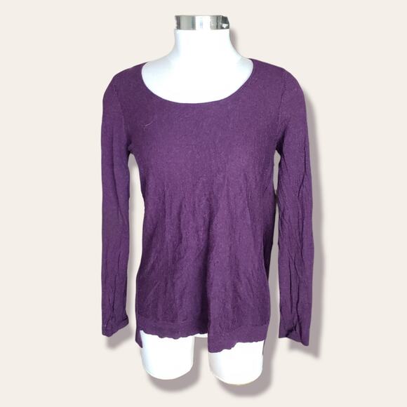 Eileen Fisher Wool Long Sleeve Top Purple Small - Picture 2 of 5